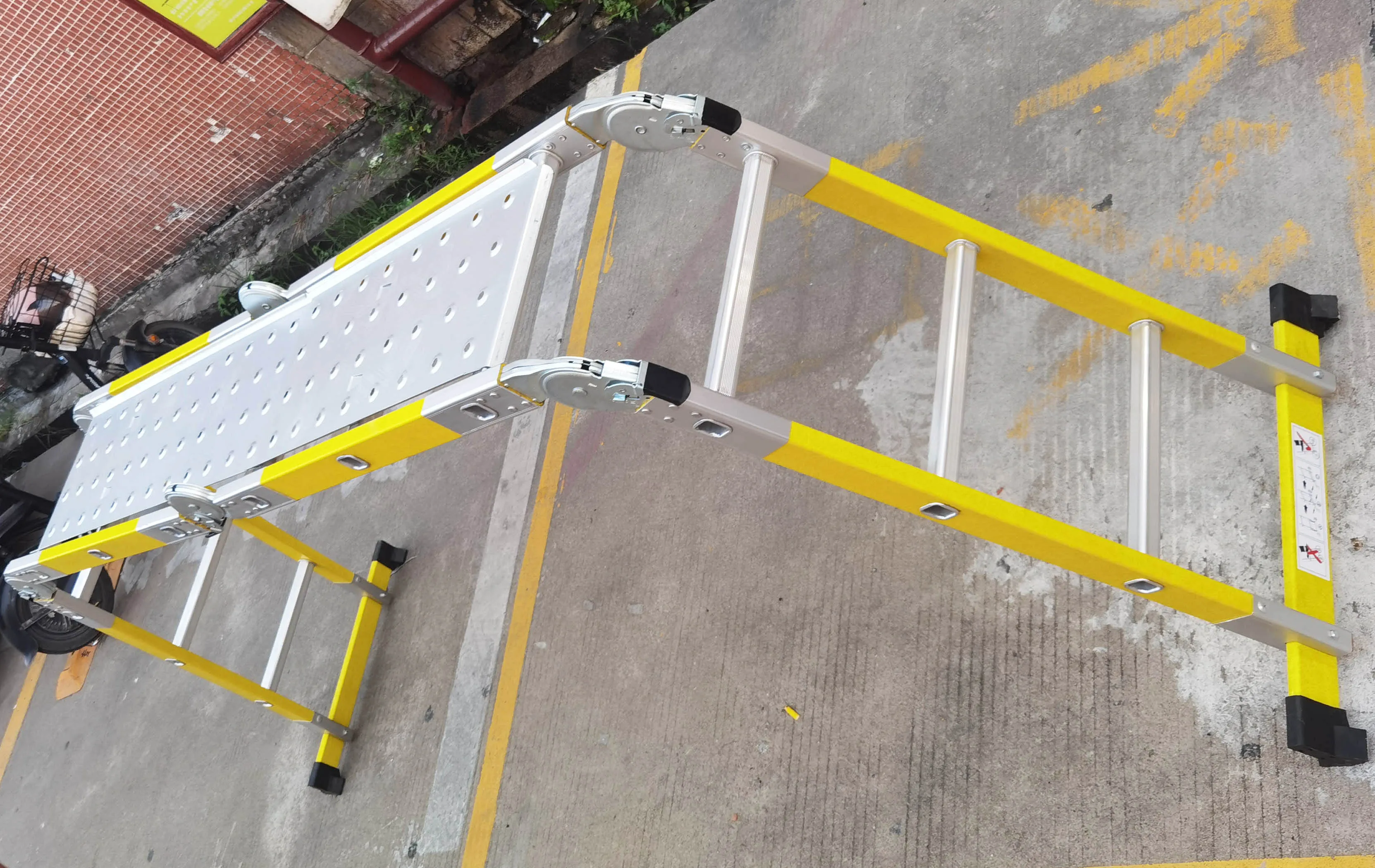 Industrial Multipurpose Fiberglass Strengthen Hinge Support Square Rungs Combination Ladder Escarela De Fibra de vidrio