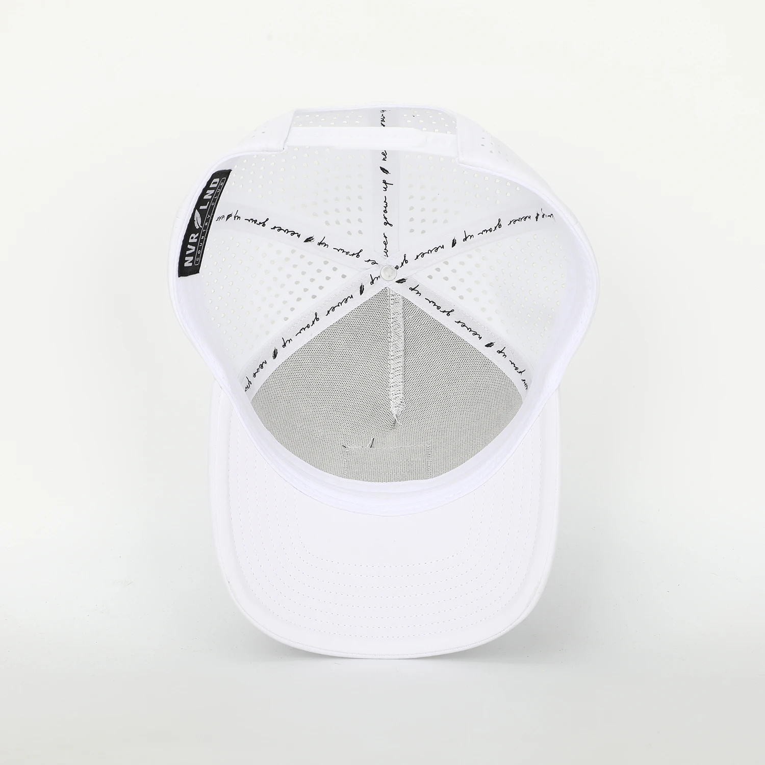 Custom 5 Panel PVC Patch Logo Waterproof Gorras Baseball Cap,White Polyester Spandex Laser Cut Hole Perforated Golf Dad Hat