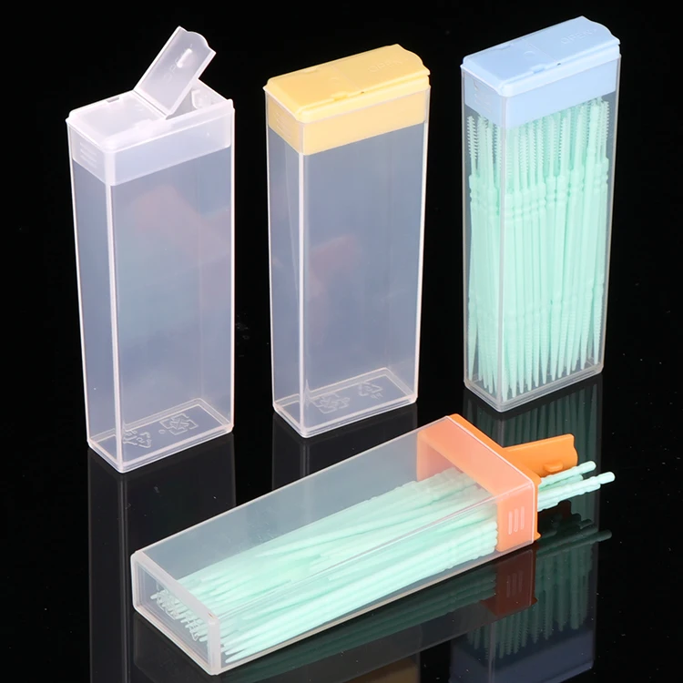 SUNSHING Portable Dental Floss Sticks Box Disposable Toothpicks Interdental Brush Floss Fruit Fork Clear Plastic Storage Case