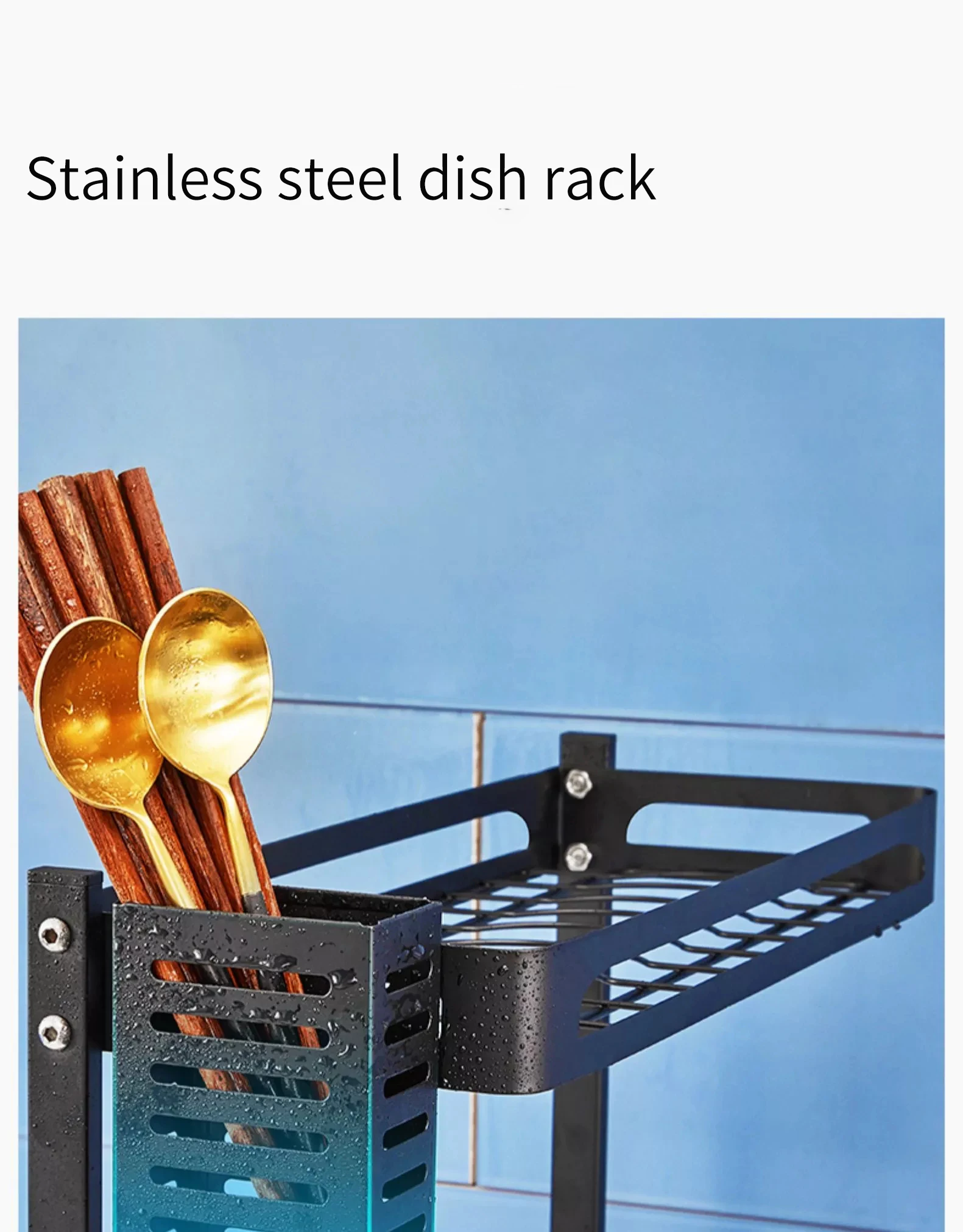 High Quality Customized 2 tier stainless steel upright dish rack over the sink standing kitchen shelf