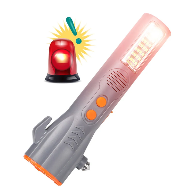 Multi-function led torch light outdoor red light alarm warning Seatbelt Cutter Safety life hammer work light other Camping lamp