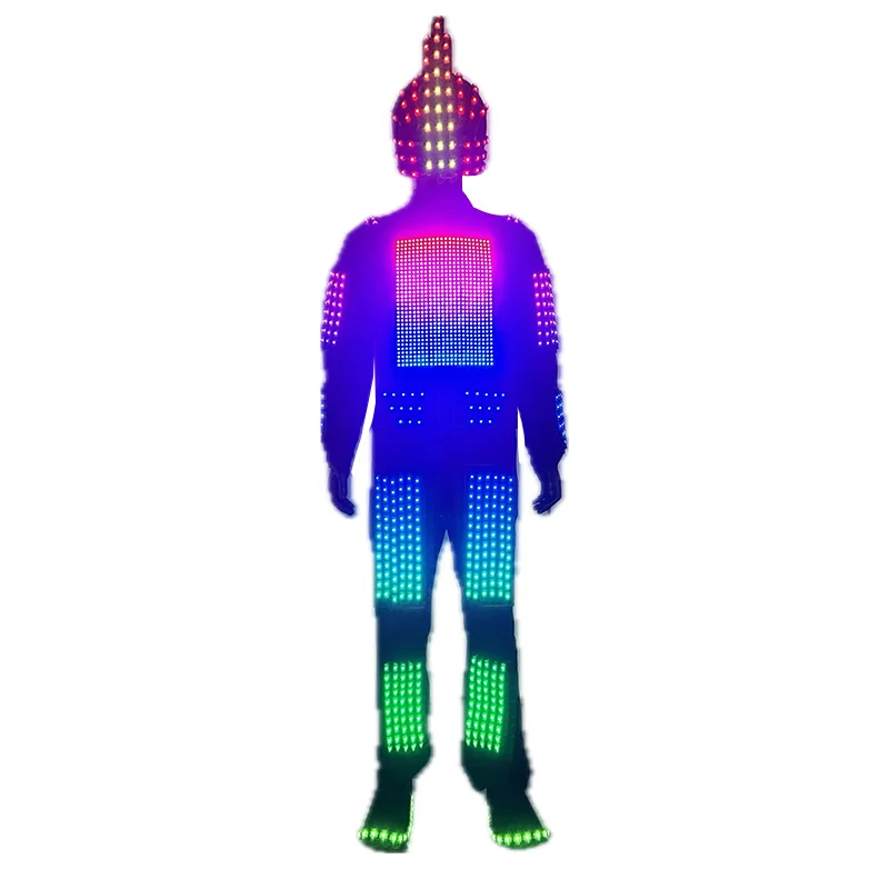 LED luminous robot costume  helmet night club party performance wear led light dj dance costume
