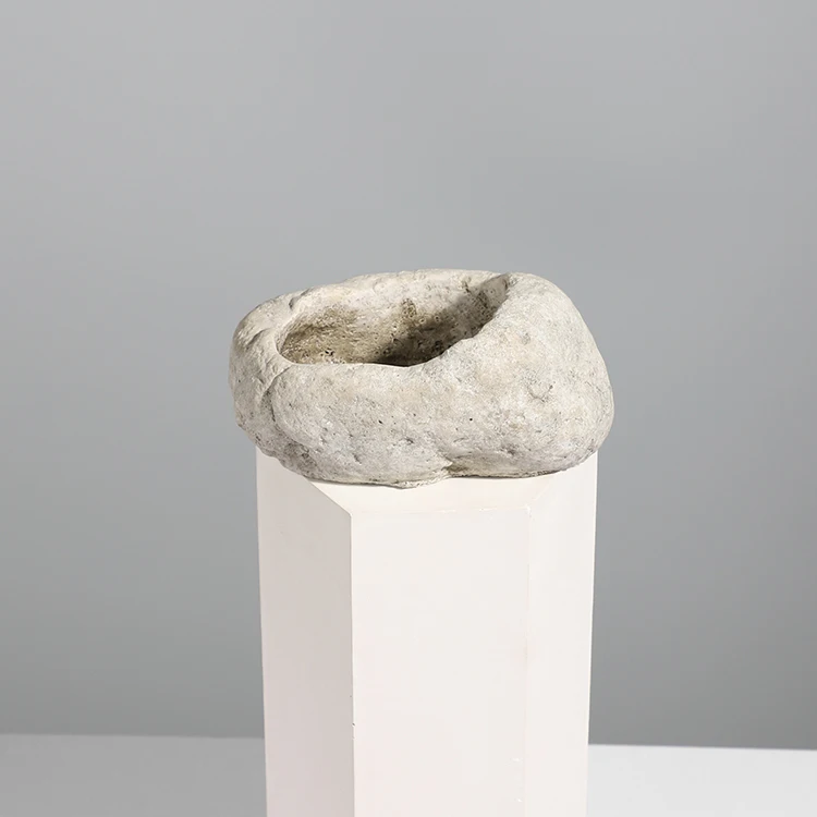 New design modern stone shape cement big home garden decoration flower plant pots for balcony