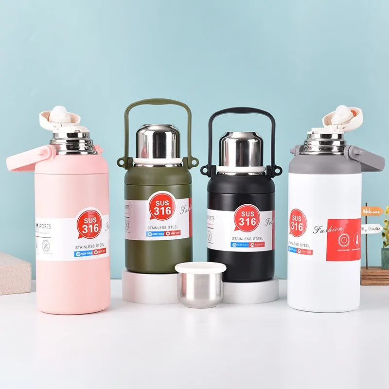 Stainless Steel Children Cute Cartoon Vacuum Flasks Kids Tumbler Thermos Mug Thermal Water Bottle with Straw