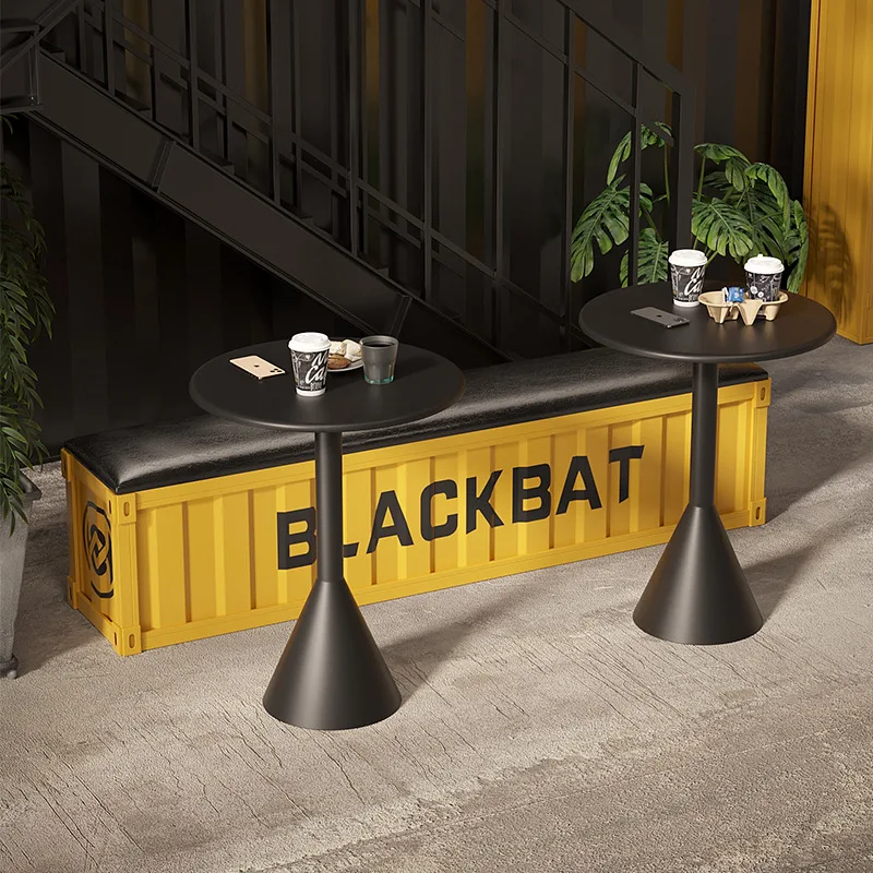 Industrial Style Sofa Side Leisure Stone Plate Flower Living Room Small Round Home Creative Bar Milk Shop Tea Table