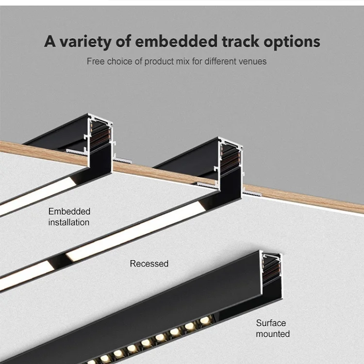 Magnetic LED Track Light Accessories 1M 1.5M 2M Straight Connector 48V Track Light Rail System Magnet Track Lighting