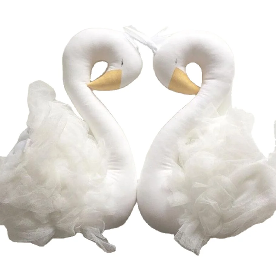 Soft plush lifelike white swan toy stuffed baby sleeping swan toy with ballet dress