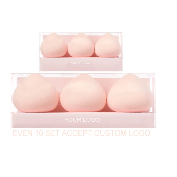 
Newest Design 3pcs Fart Peach Super Soft Become Larger After Water Pink Makeup Beauty Cosmetic Blender Sponge Puff Set 