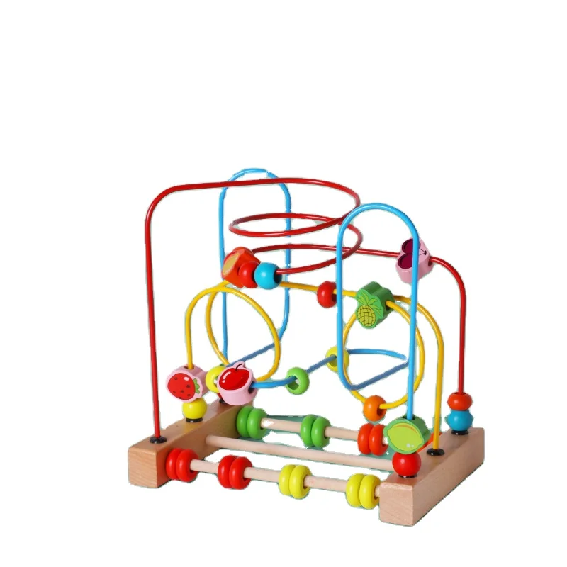 Baby Montessori Educational Toy Wooden Circles Bead Wire Maze Roller Coaster Abacus Puzzle Toys 3+ Kid Early Education Toy