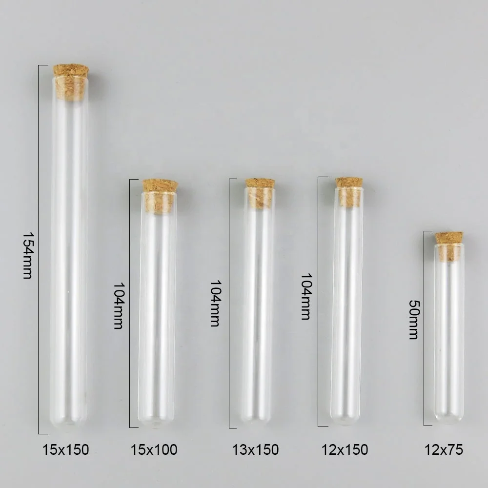 Wholesale  Clear Glass  Bottle  with Corks tubos de ensayo de vidrio Empty for Tea Gift Bottle test tube with lid