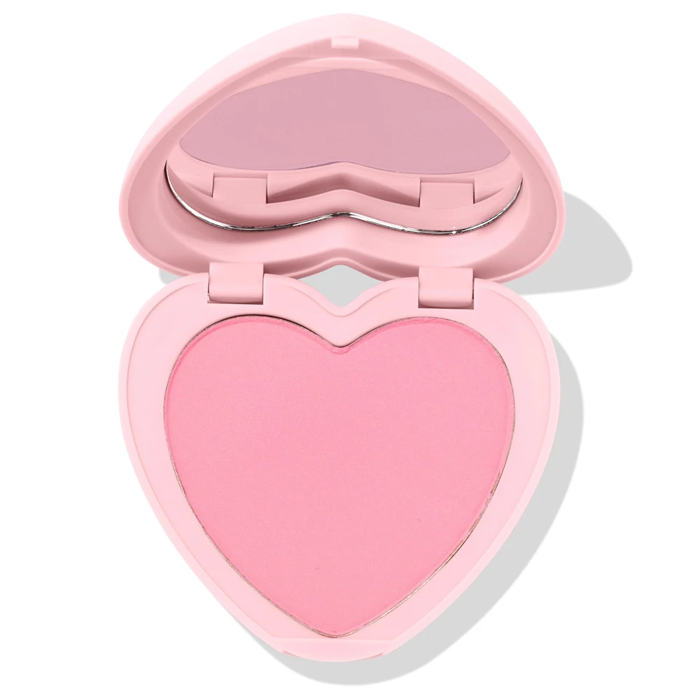 Heart Shaped Cute Vegan Cruelty Free Make Up Blush Highlighter Face Beauty Pressed Powder Blush Palette Private Label