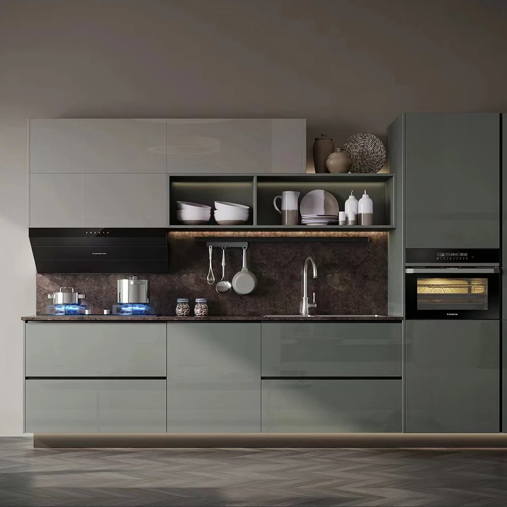 Boloni Modern Italian Pvc Door Cucina Completa White And Blue 3D Kitchen Cabinet