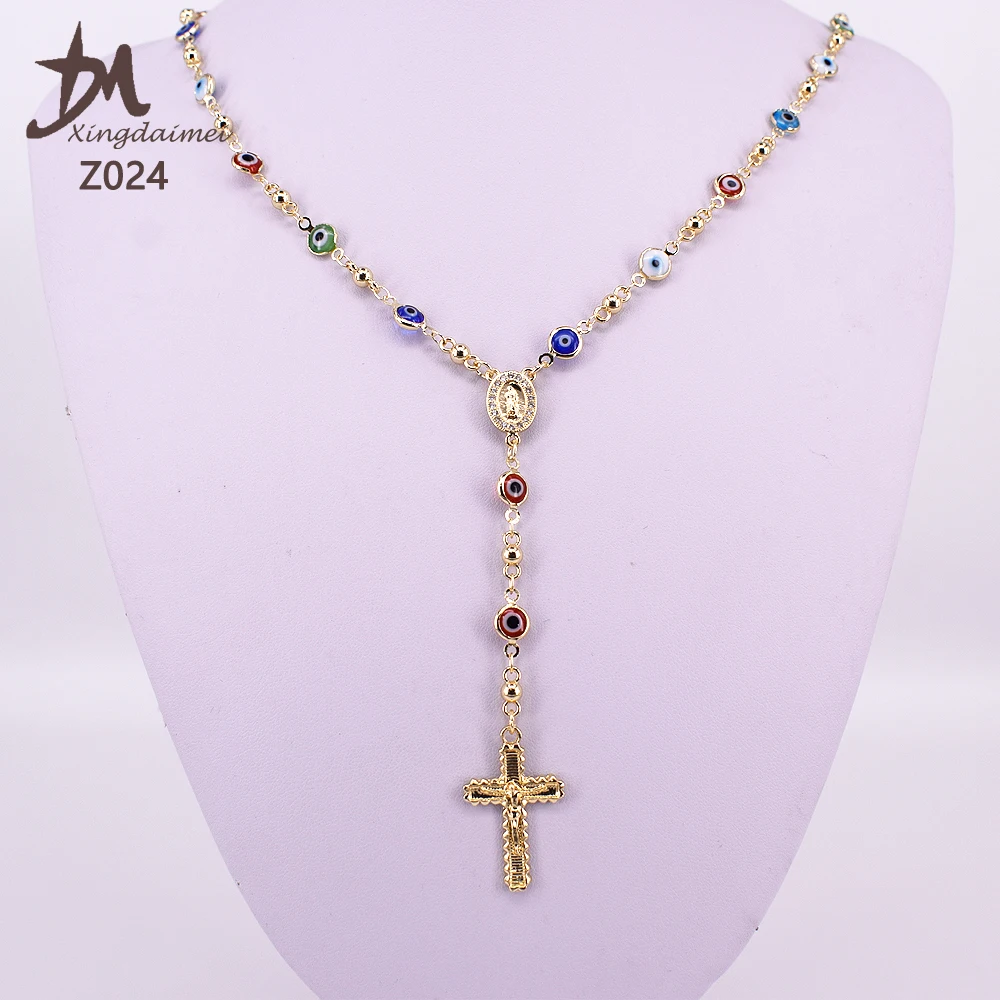 
Z024 new design evil eyes religious necklace 18k gold religious pendant necklace 