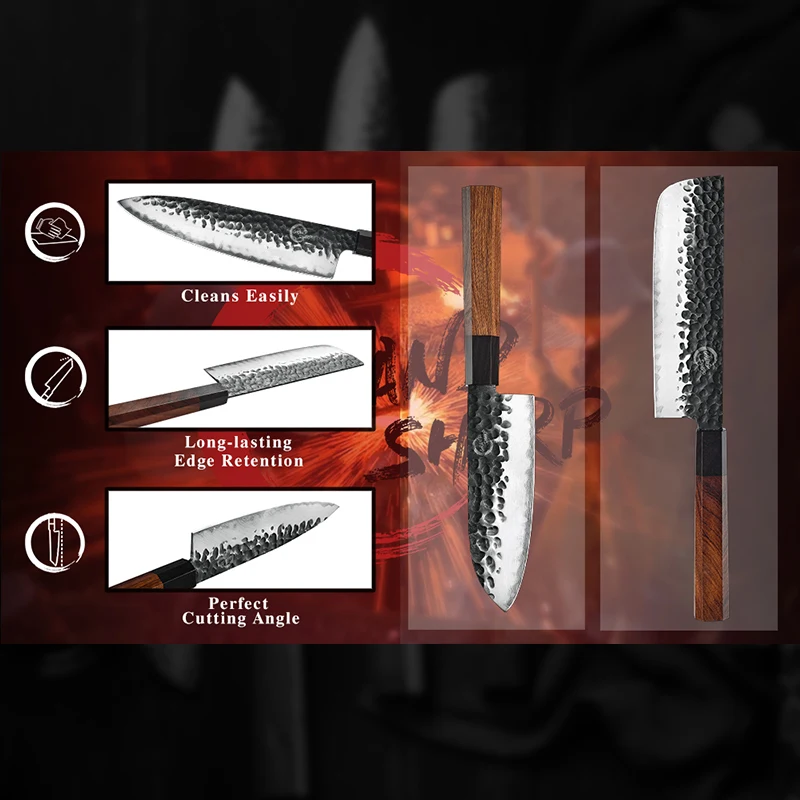  Grandsharp ручной работы кухонные ножи 3 слоя японский AUS-10 сталь шеф-повара нож Santoku Nakiri kiritsuke нарезки разделочный столовые