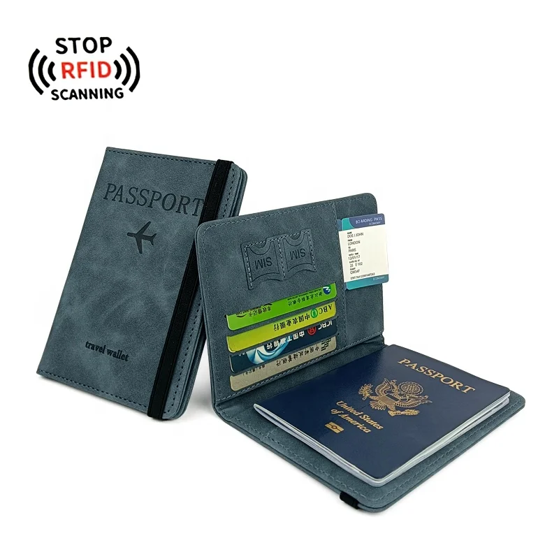 RFID Blocking Passport Holder Cover Wallet designer card holder Multi-function PU Leather Travel Passport Holder