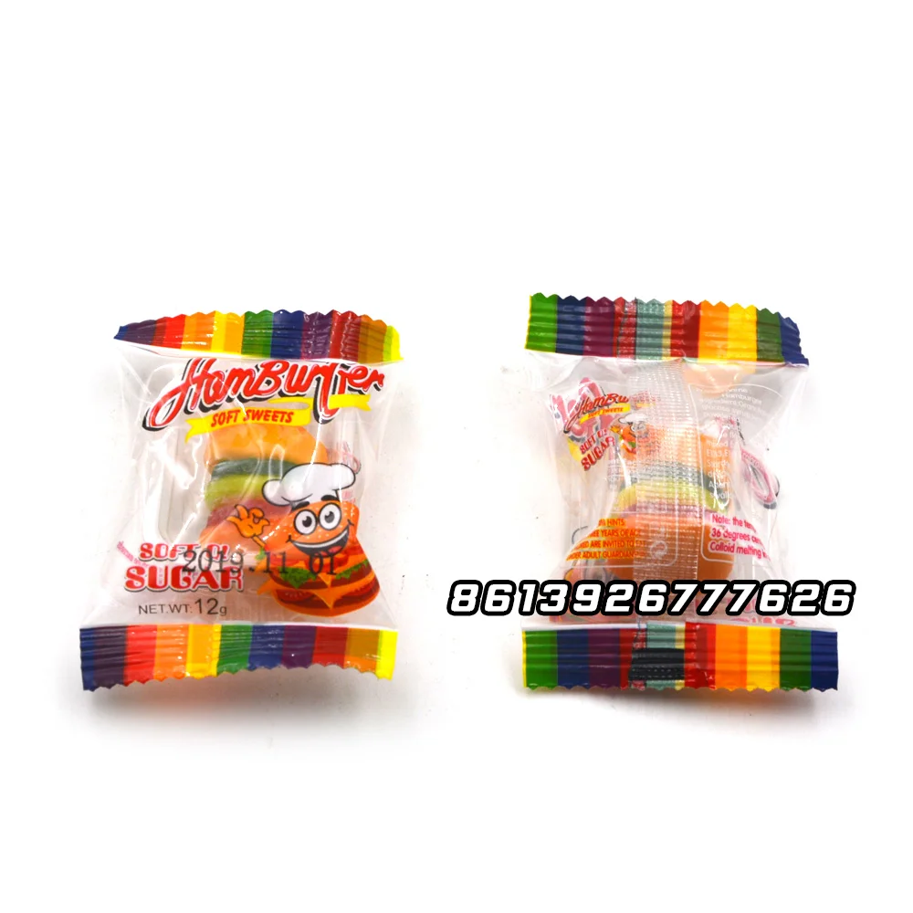 wholesale custom private label halal burger shape jelly gummy candy