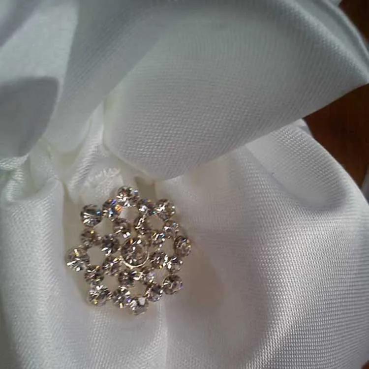 Satin Drawstring Bag with sparkling crystals