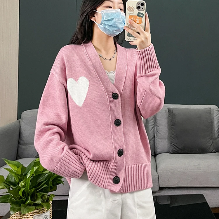 Custom Knitted Boutique Design Plaid Plus Size Long School Korea Cotton Cardigan Women