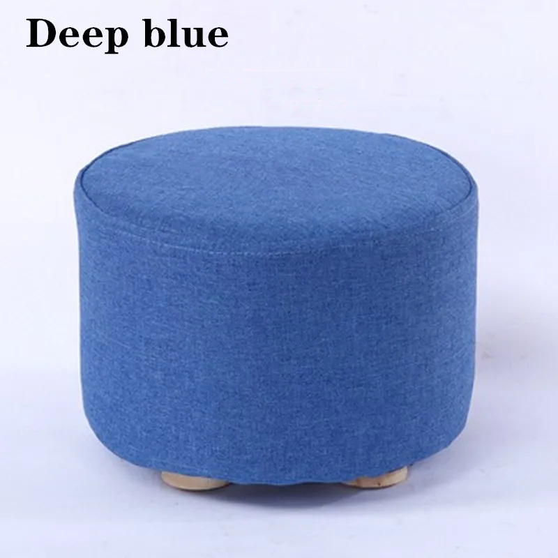 Modern Round Ottoman Foot Rest  four-legged Stool Pouf Ottoman with Linen Fabric and Non-Skid