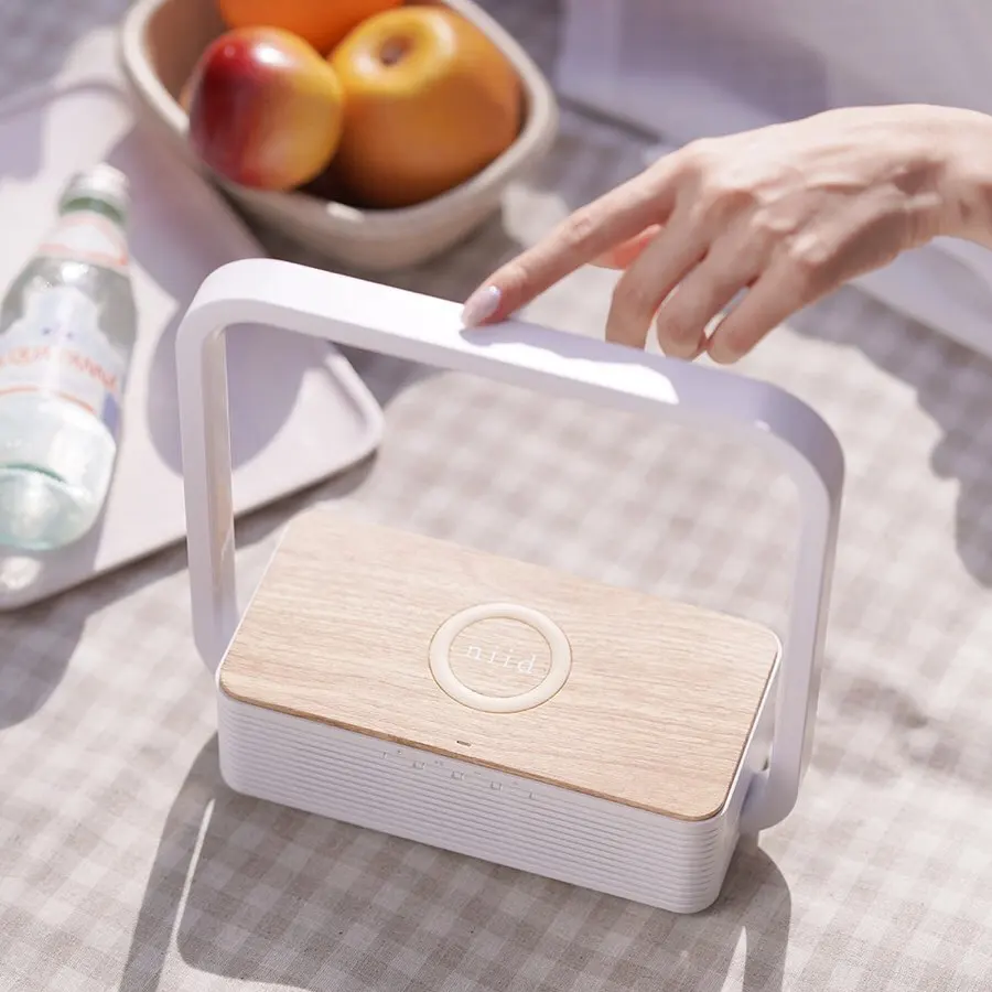 Home Decor Sound Box Speaker With Light Wood Imitation Bluetooth Wireless Charging Bluetooth Speaker Led Portable Speaker