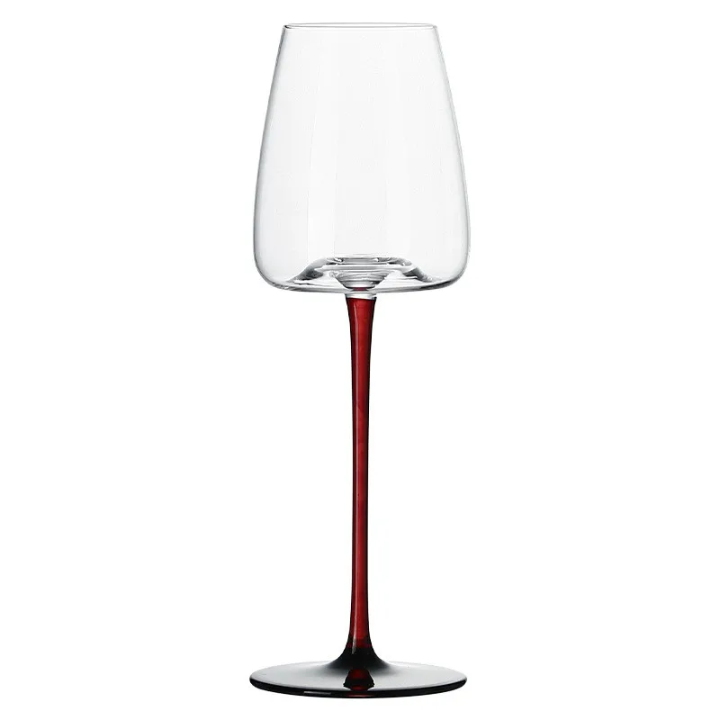 Large red stem black base luxury goblet burgundy red wine glasses crystal colored wine glasses for wedding