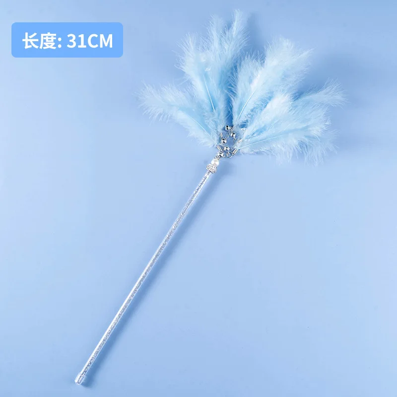 Cat Toys Feather Cat Teaser Wand Fluffy Tail Faux Fur Cat Interactive Toys Teaser Stick