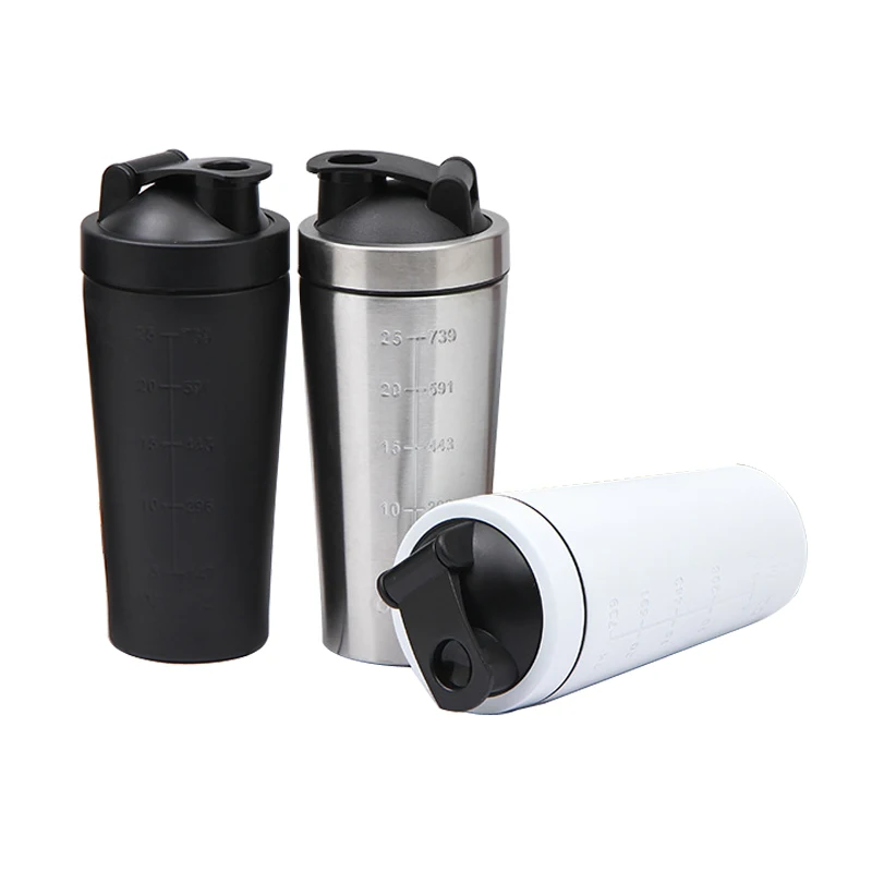 Custom High Quality Reusable Metal Sport Water Bottles Classic Gym Stainless Steel Blender Protein Shaker Bottle