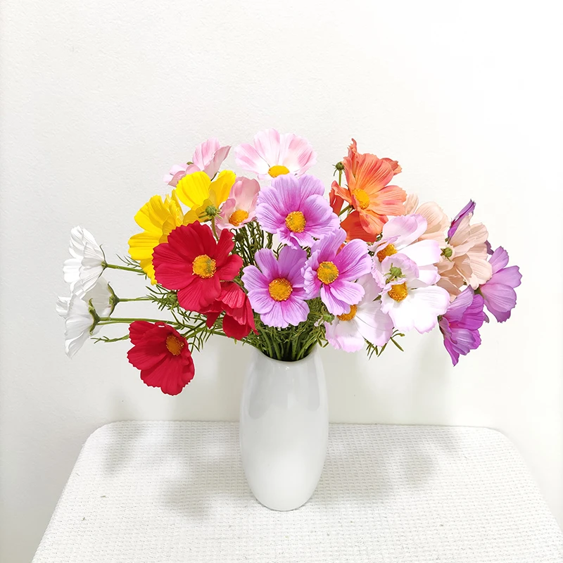 High Quality Real Touch Flower 3 Heads Faux Cosmos Flower Silk Decorative Flowers For Home Wedding Decoration