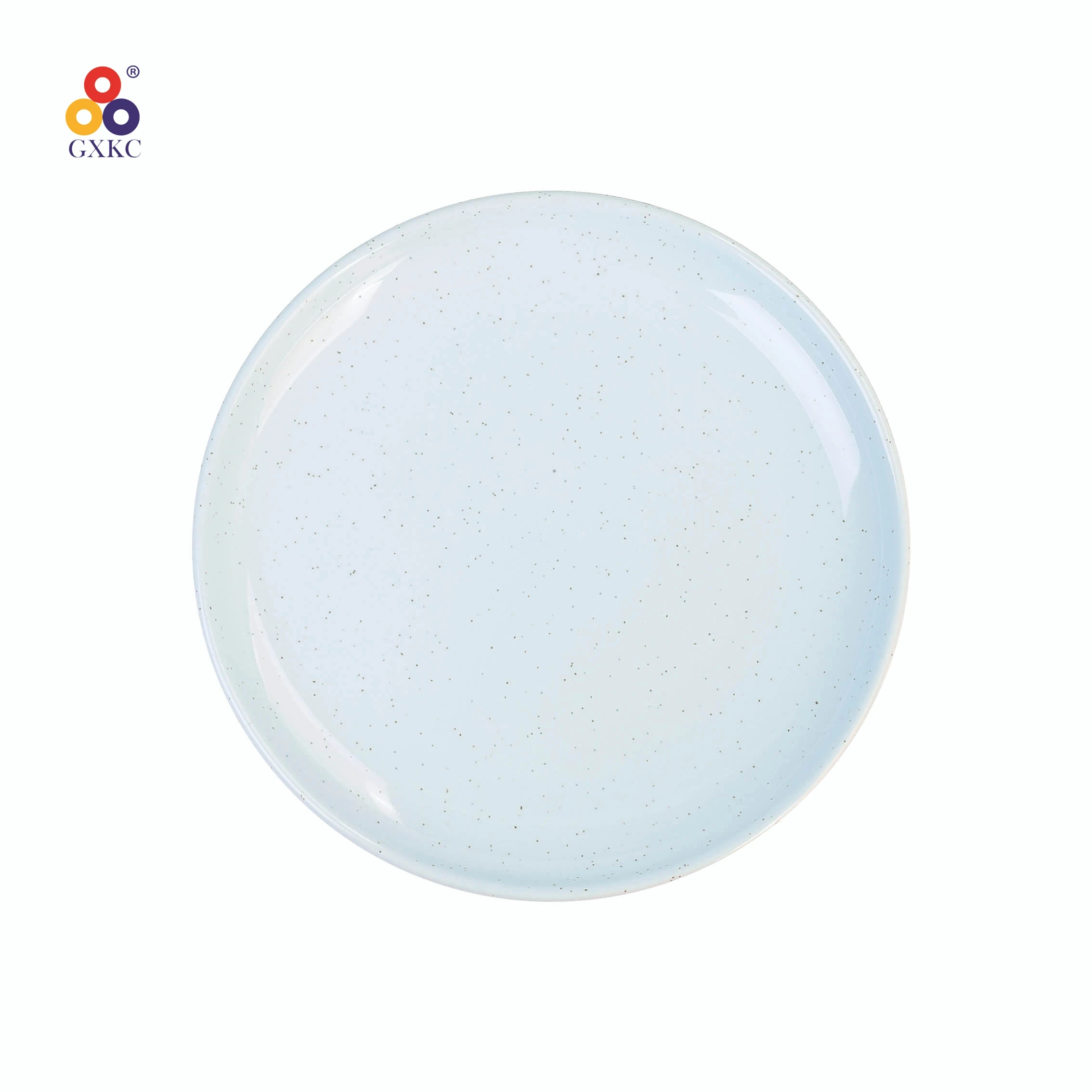 Sanhuan daily use light blue color glaze with speckle ceramic plate dinner salad plate