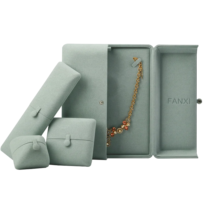 FANXI New Fashion Mint Green velvet jewelry ring box earrings boxes