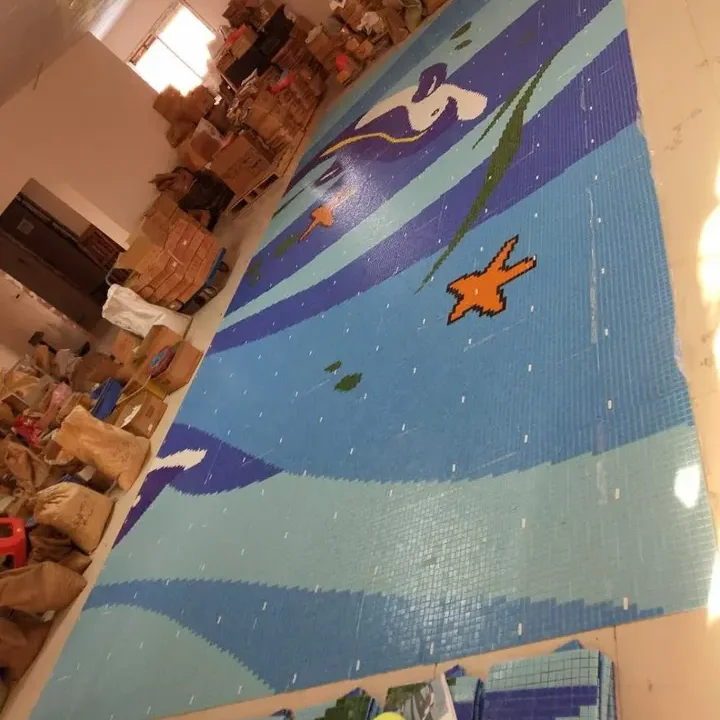 Swimming pool mosaic tile art mural design custom dolphin pattern ceramic glass swimming pool mosaic tile dolphin