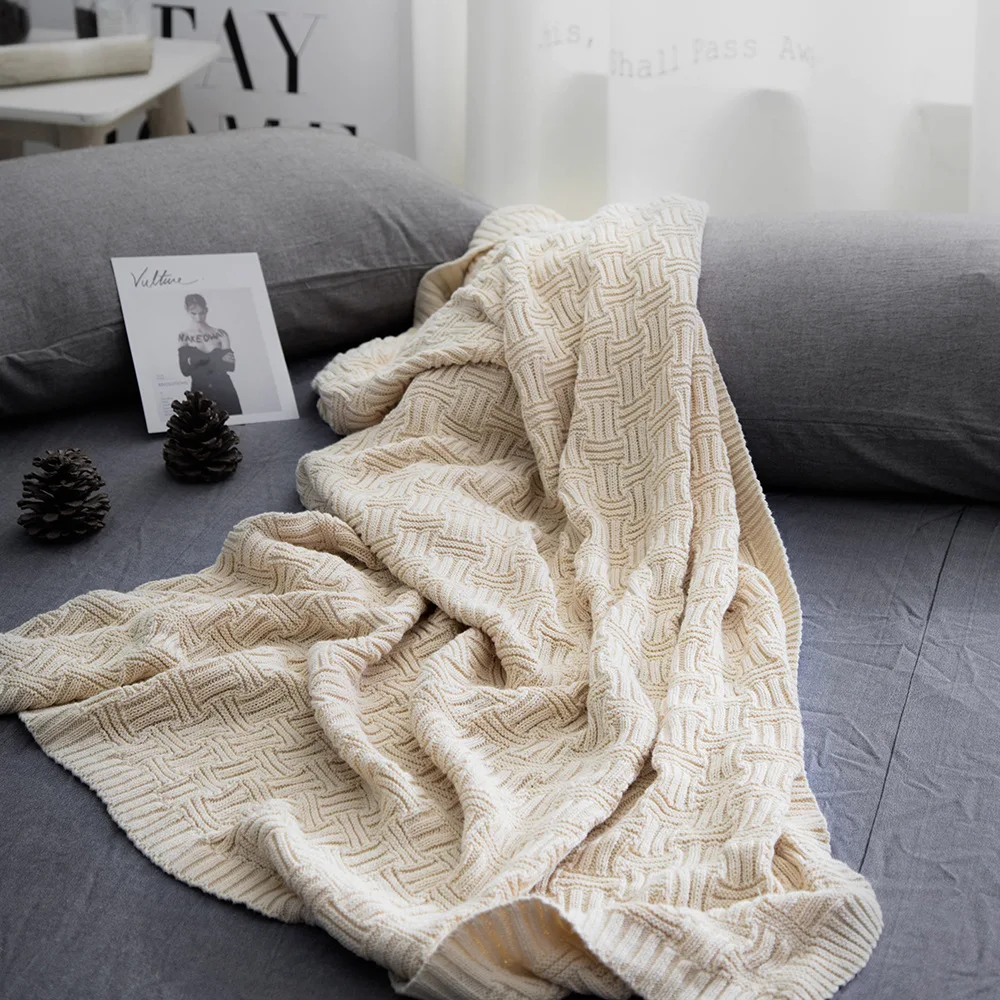 Wholesale 100% Cotton Blanket 100% Cotton Blankets Woven Soft Lightweight Thermal Bed Throw Blanket