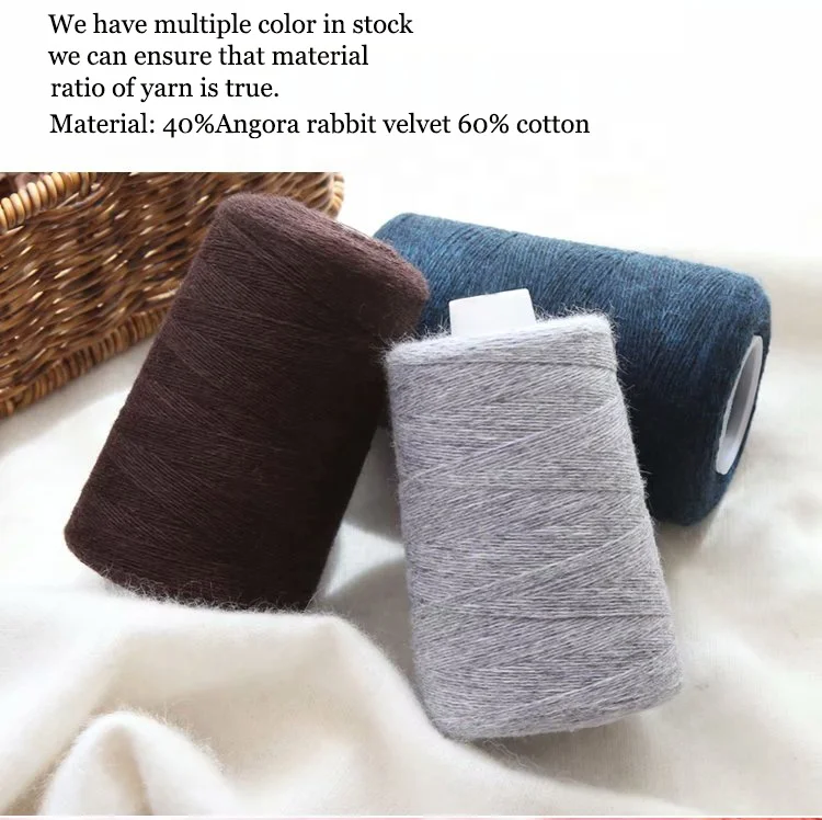 Hot sale soft and breathable High ratio 40%Angora rabbit cotton blended yarn for hand knitting scarf slippers cashmere yarn