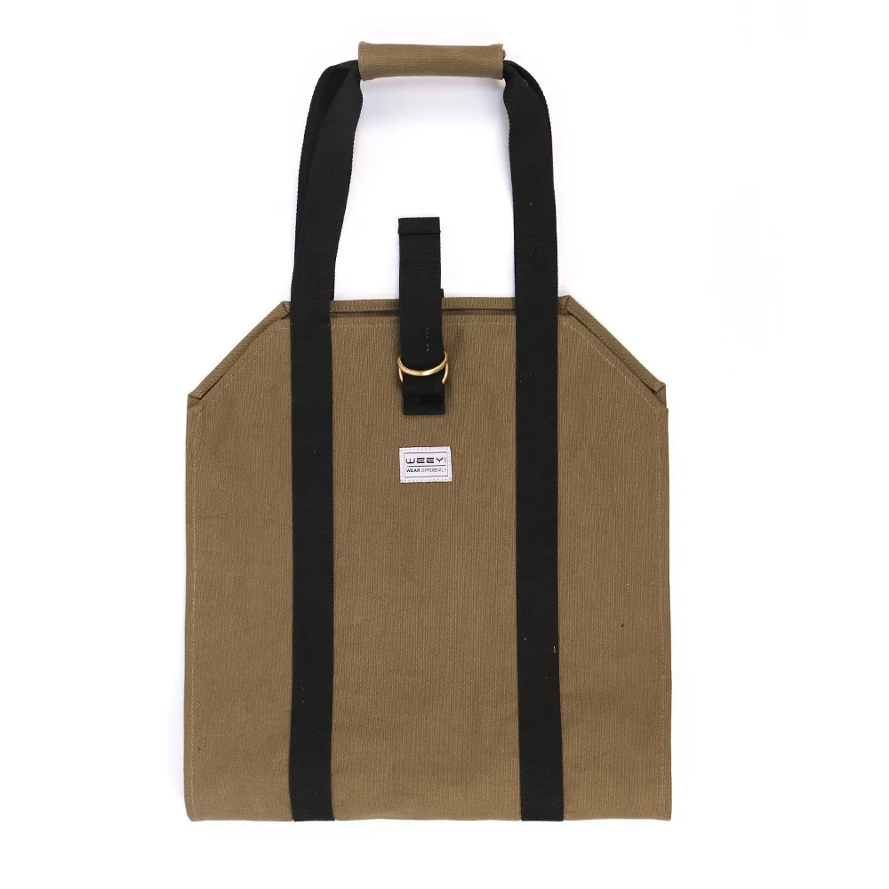 
Custom Canvas Firewood Bag Log Carrier Bag With Hook And Loop 
