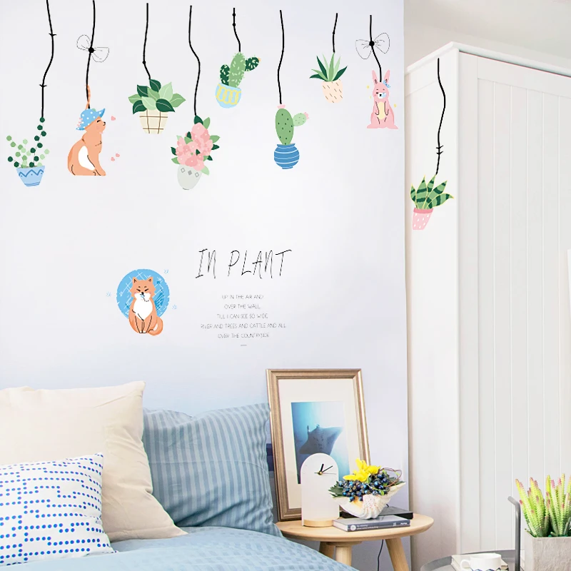 Lovely Botany Flowers And Plants Pot Living Room Display Window Decorative Sticker