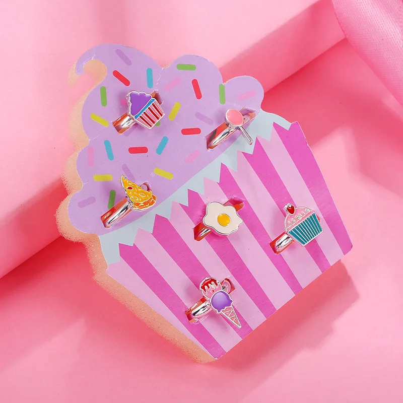 Wholesale Custom Metal Cute Cooler Ice Cream Box Packed Jewelry Light Baby Ring Set