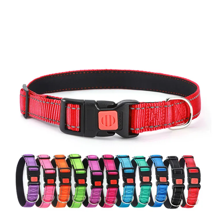 Soft Neoprene Padded Breathable Adjustable Nylon Reflective Dog Collars for Small Medium Large Dogs