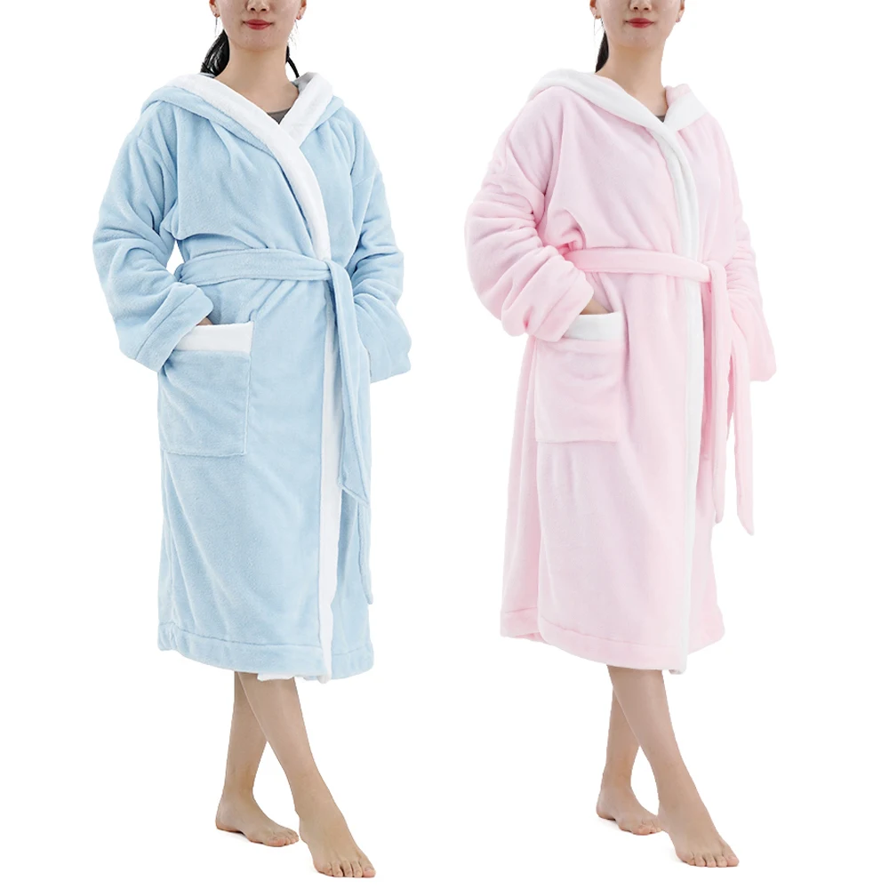 2022 New design super soft cheap adults coral fleece bathrobe bath robe for women  bathrobes oem custom bath robes