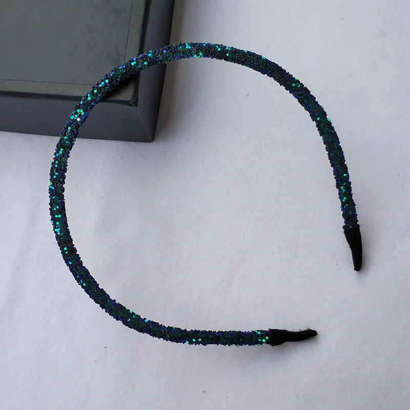 Hot Sales Cheap Colorful Bangs Clip Onion Powder Glitter Headband Crystal Rhinestone Sequin Hair Hoop Hair Band Women