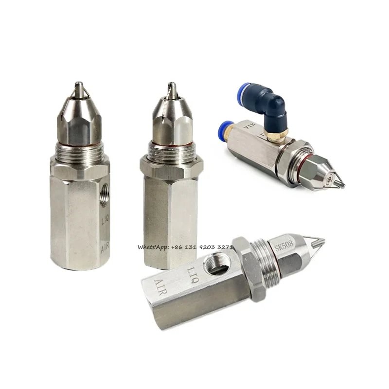 Stainless Steel Ultrasonic Air Atomizing Nozzle Dry Fog Fine Mist Nozzle Air Atomizer Water Air Mixing Dust Removal Spray Nozzle