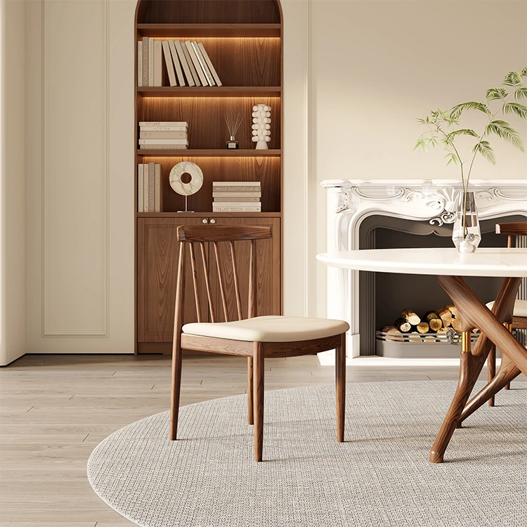 Minimalist Design 0ak Circle Table 4 6 Seater Round Shape Marble Top With Wooden Legs Dining Table Set