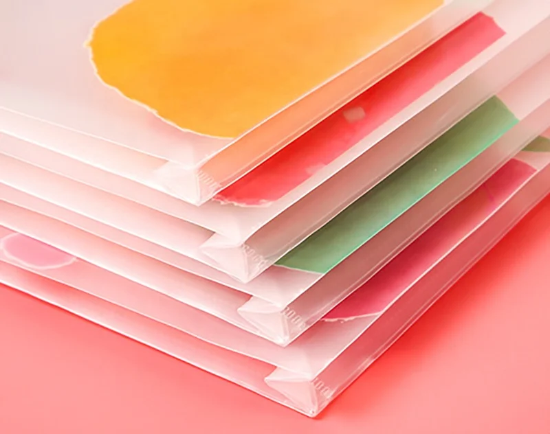 OMOI Custom Logo Factory PVC A4 A5 A6  Waterproof Clear Transparent Stationery Document Bag File Folder Organizer Storage