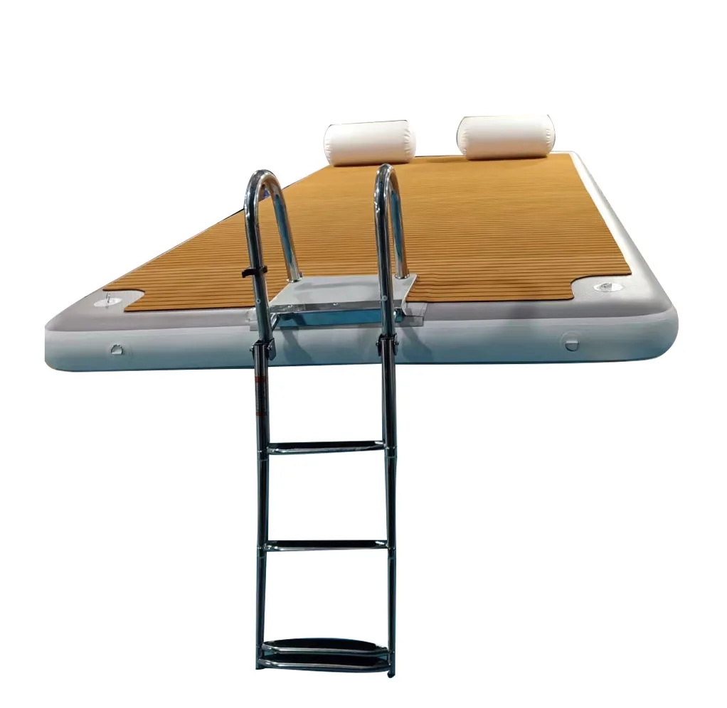 2*4m Large Size Adjustable Inflatable Floating Dock Boat Swim Platform with Aluminum Ladder