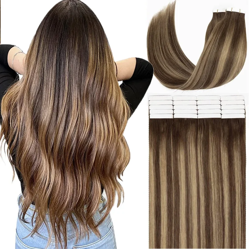 Wholesale Tape ins Human Hair Straight Skin Weft Remy Tape in Human Hair Extensions Remy Tape in Hair Extensions