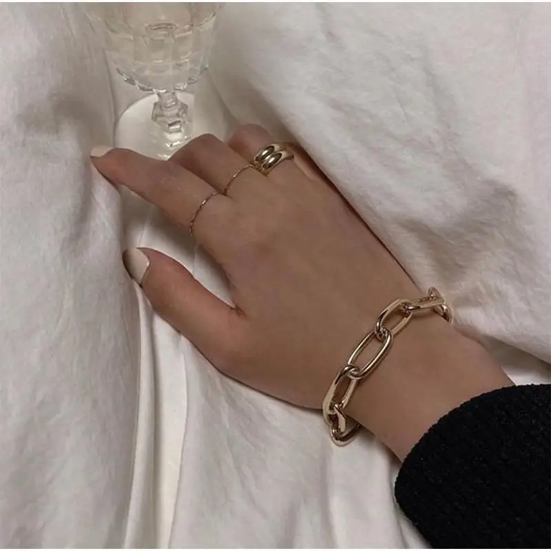 Gold Chunky Basic Chain Necklace Thick Link Chain Toggle Necklace 18K 24K Stainless Steel Choker Cable Necklace