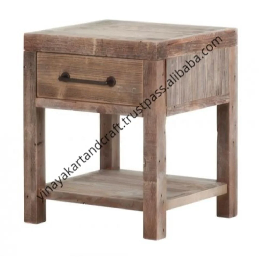 Vintage Industrial Furniture Jodhpur Style 1 door Drawer Bedside Table Nightstand Old Wood