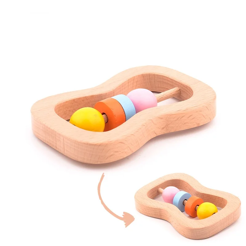 Wholesales wooden Baby hand musical instrument Educational baby wooden Rattle toys for Toddler WRT007