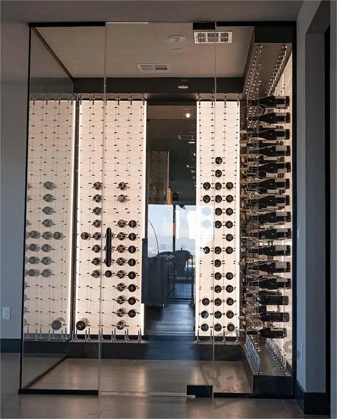 Настенная вешалка для вина пещеры а вин со стеклянным держателем, шкаф для винного погреба с высоким замком безопасности, испанский кедровый кулер