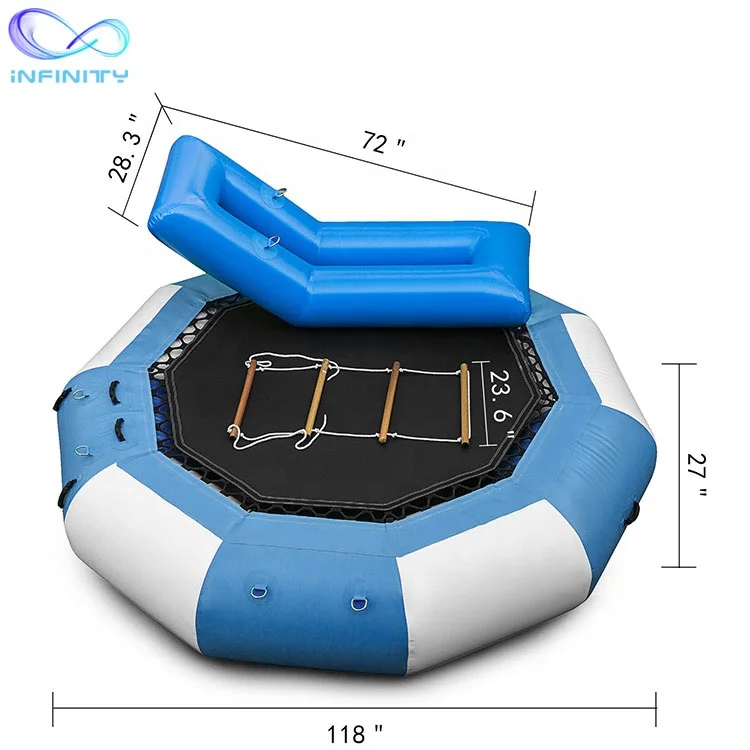 Summer Popular Inflatable Floating Water Toys Jump Bed Trampoline Games with Slide