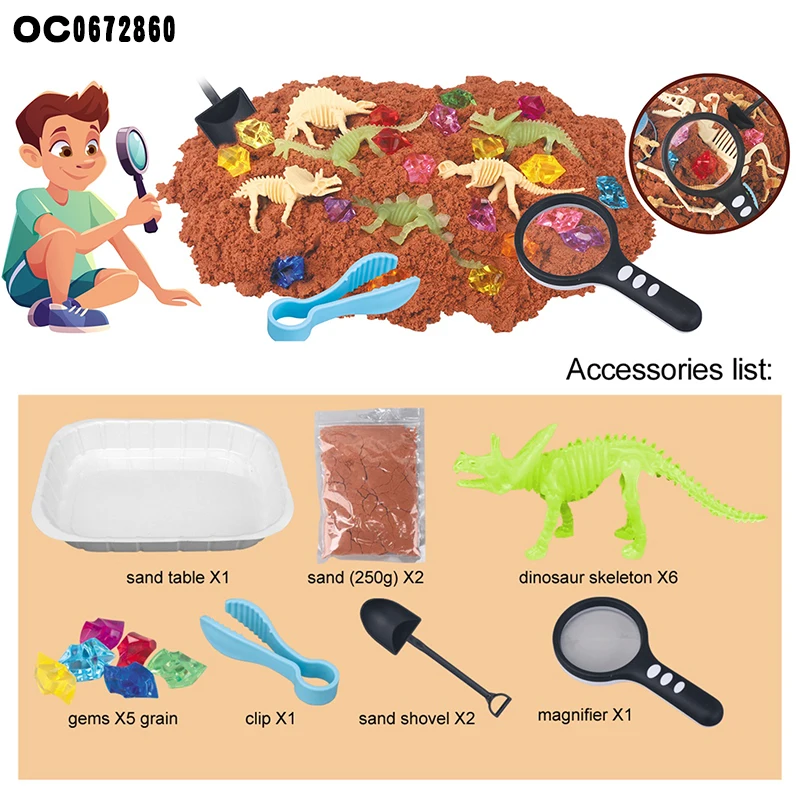 Hot Selling Fun Magic Sand Activity Archeological Toy Play Sand DIY Space Dinosaur Fossil Skeleton Sand Toys For Kids